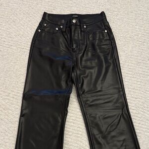 J. Crew Women's Black Faux Leather Slim Wide Leg Pants